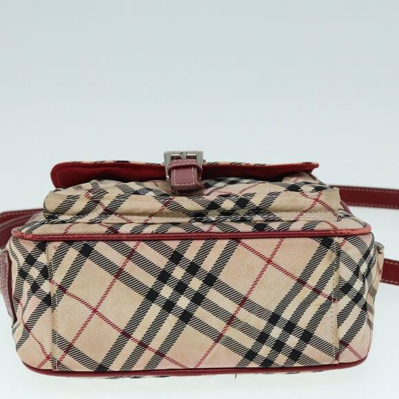 Burberry Nova Check Blue Label Shoulder Bag Nylon Beige Red Silver - Picture 5 of 16